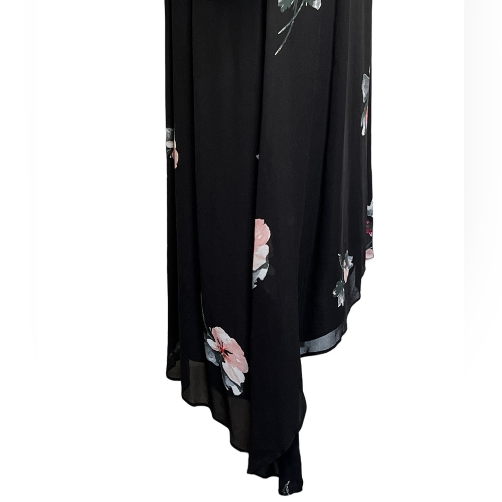 NWT Witchery Womens Dress Black Size 12 V-Neck Sheer Sleeves Maxi Red Flower - Picture 7 of 16